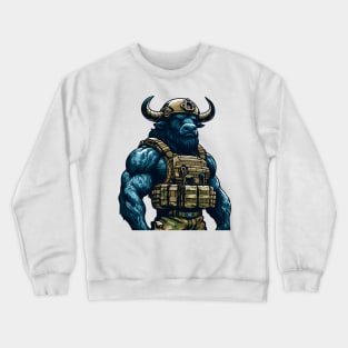 Tactical Minotaur Power Tee: Where Mythical Might Meets Modern Strength Crewneck Sweatshirt